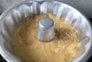 cakes batter in the bundt pan