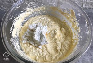 Add the combination of the cream and baking powder