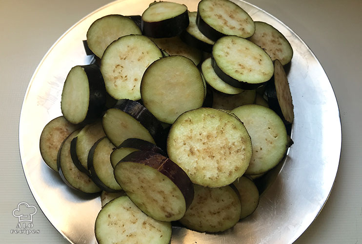 Sliced eggplants
