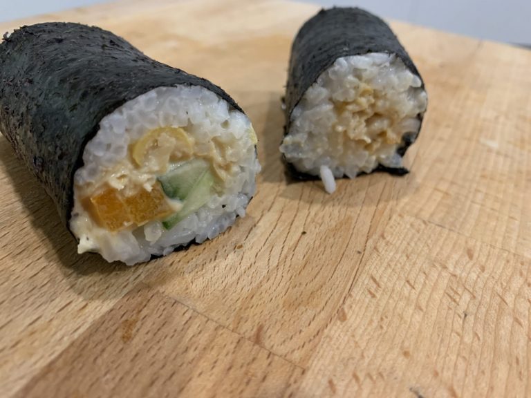 Teriyaki chickpea sushi